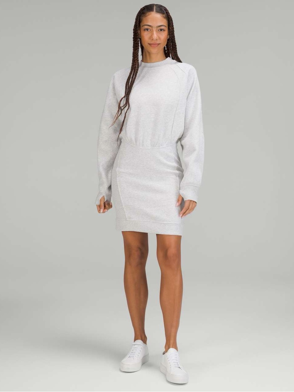 NWT Lululemon Scuba Long Sleeve Dress in Heathered Core Ultra Light Gray Size 6